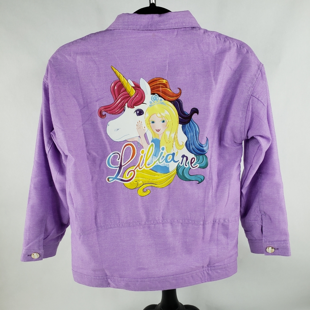 Girls 12/13 Fully Lined Unicorn Denim Jacket